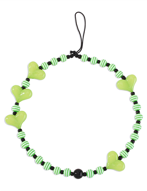 Fashion Green Geometric Beaded Acrylic Love Phone Chain