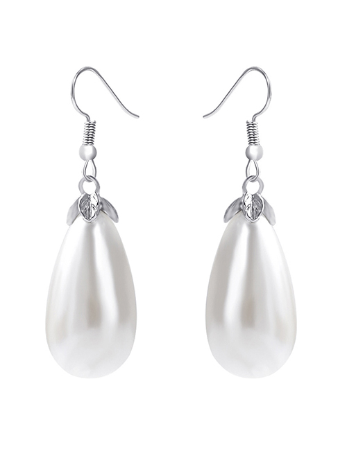 Fashion Silver Resin Drop-shaped Pearl Earrings
