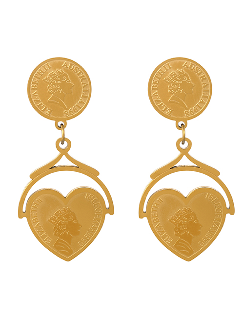 Fashion Gold Titanium Steel Portrait Love Earrings