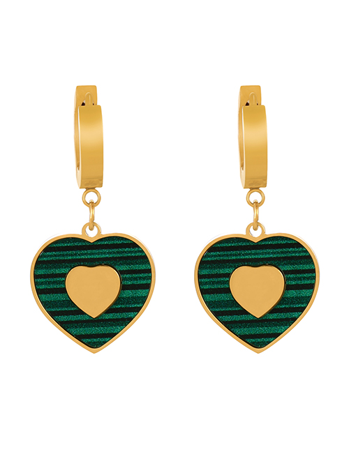 Fashion Green+gold Titanium Steel Drop Oil Love Ear Ring