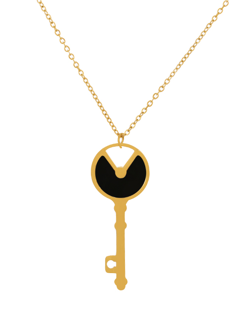 Fashion Black Titanium Steel Drip Key Necklace