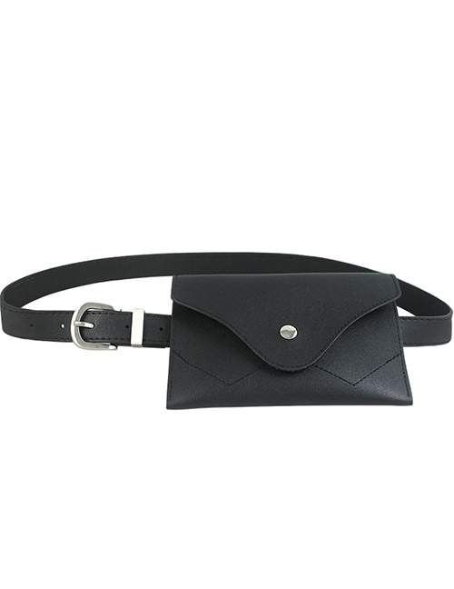 Fashion Waist Bag Type B (black) Faux Leather Rivet Cell Phone Bag Thin Belt