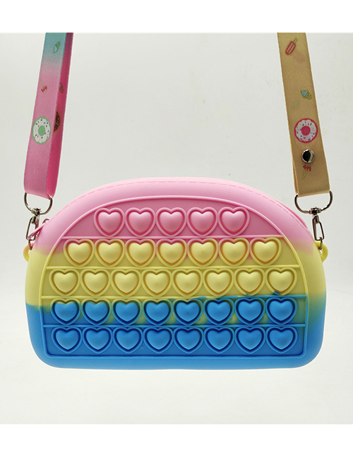Fashion Blue Rainbow (including Straps) Silicone Semicircle Tie-dye Press Messenger Bag