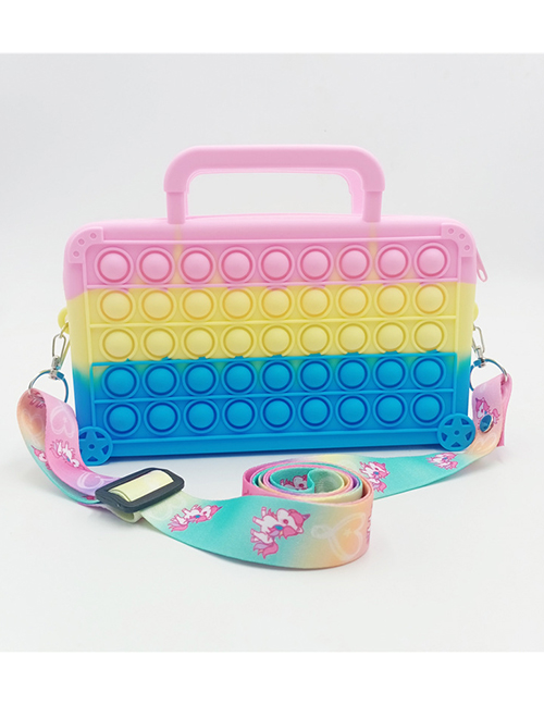 Fashion Blue Rainbow (including Straps) Pen Bag Pencil Case Press Diagonal Bag