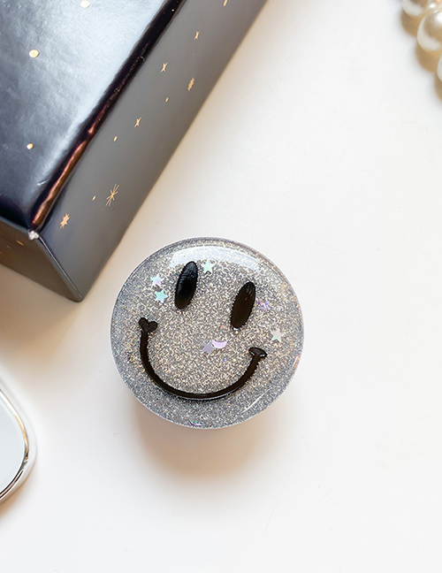 Fashion Glitter Epoxy-smiley-silver Glitter Smiley Mobile Phone Airbag Holder
