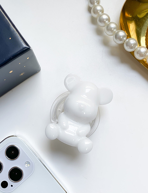 Fashion Sitting Bear Carriage-white Pure Color Bear Mobile Phone Airbag Holder