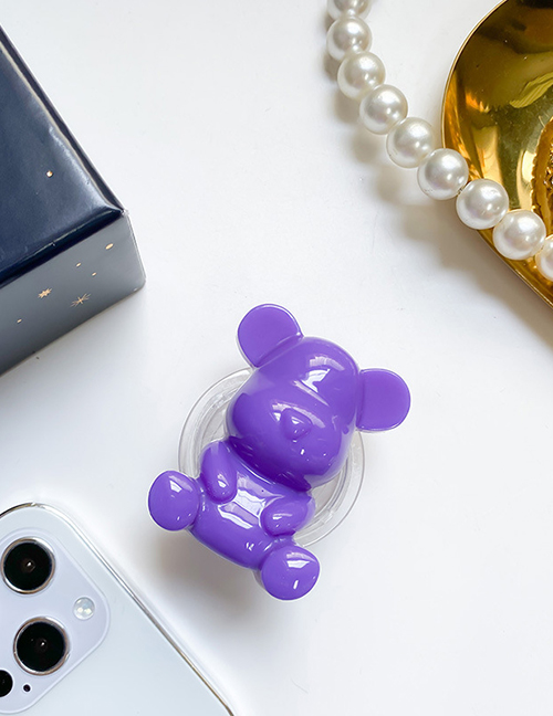 Fashion Sitting Bear Carriage-purple Pure Color Bear Mobile Phone Airbag Holder