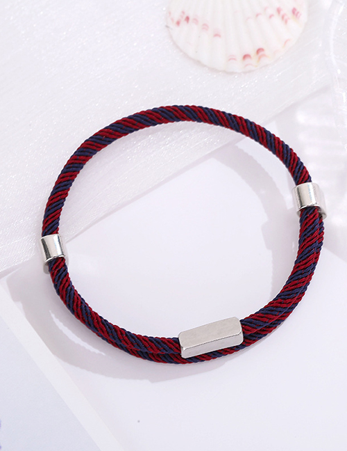 Fashion Milan 4mm Stainless Steel Dark Blue Wine Red Titanium Steel Tag Wire Rope Braided Hand Rope