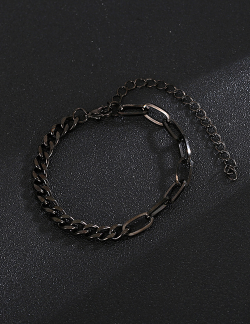 Fashion Polished Cross Chain Black Titanium Steel Geometric Chain Bracelet