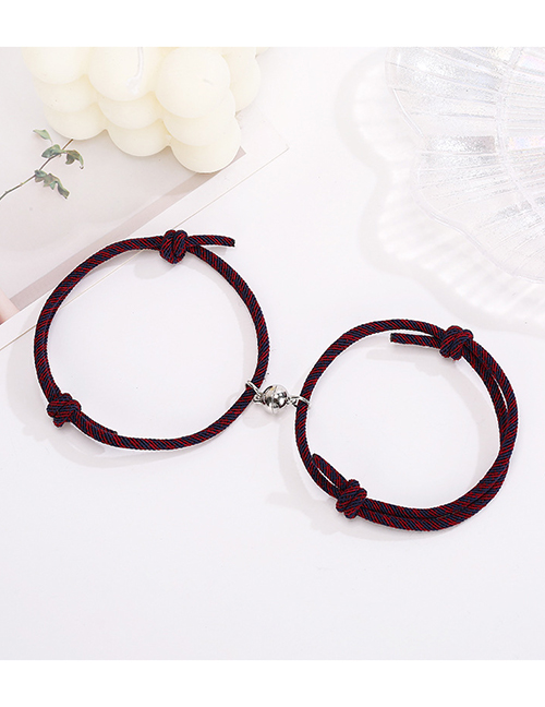 Fashion Simple Dark Blue Wine Red Pair A Pair Of Milanese Braided Magnetic Ball Hand Rope