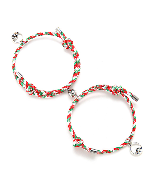 Fashion Christmas Eachother Couple A Pair Of Alloy Eachother Wire Rope Braided Magnetic Round Bead Bracelet