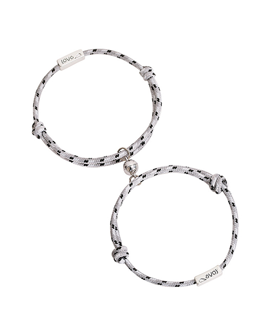 Fashion A Pair Of Gray And Black Rope Love A Pair Of Alloy Geometric Magnetic Ball Hand Rope