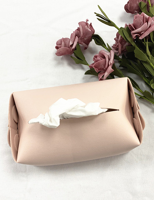 Fashion Light Pink Pu Leather Tissue Box