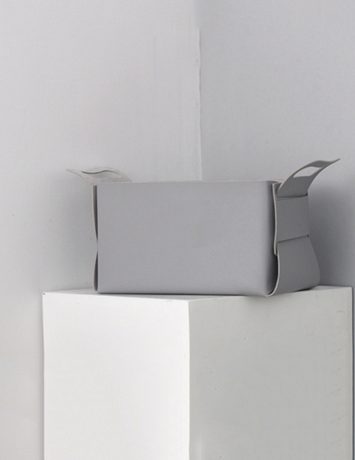 Fashion Light Gray Pu Leather Large-capacity Storage Basket