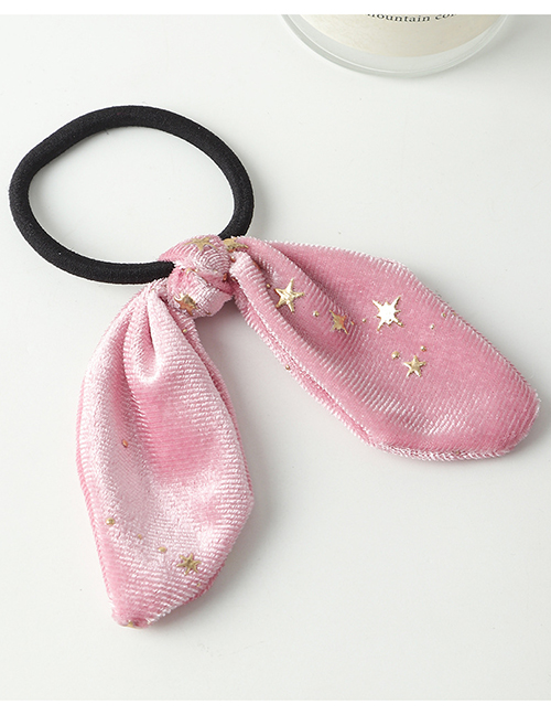 Fashion Pink Bronzing Five-pointed Star Bow Hair Rope