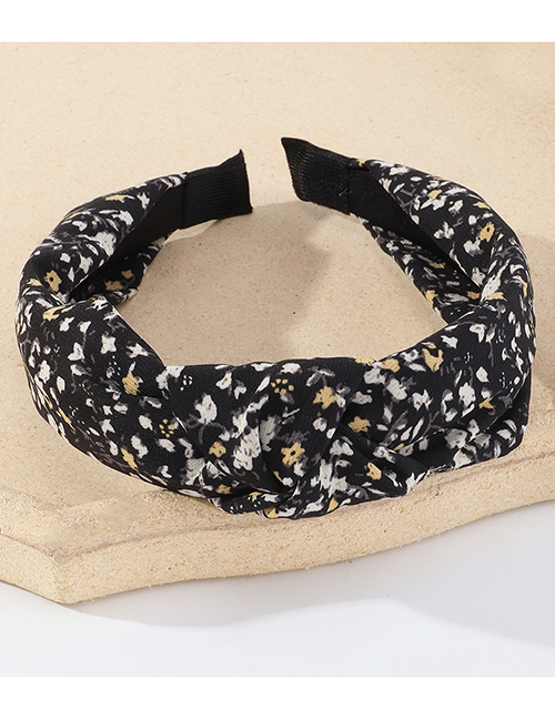 Fashion Black Fabric Printed Knotted Wide-brimmed Headband