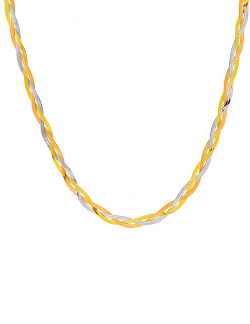 Fashion Color Mixing Titanium Steel Snake Bone Chain Cross Necklace