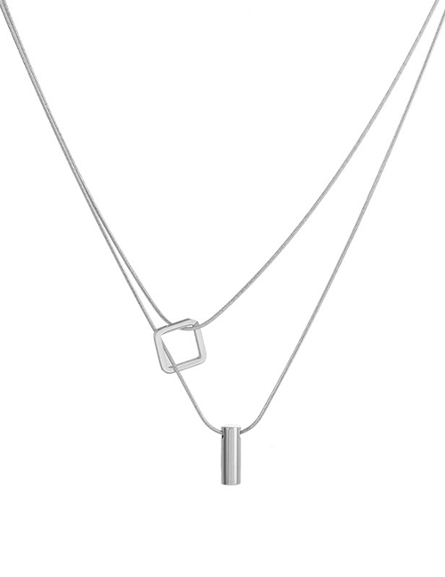Fashion Silver Color Titanium Steel Geometric Necklace
