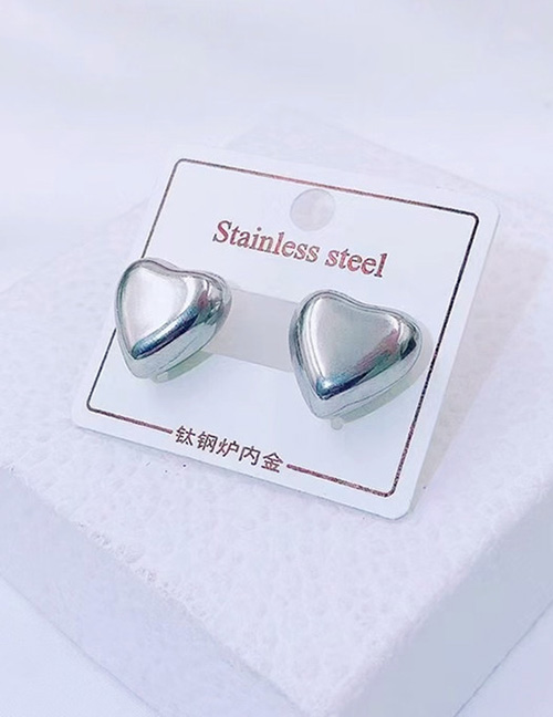 Fashion Steel Color Titanium Steel Heart Earrings