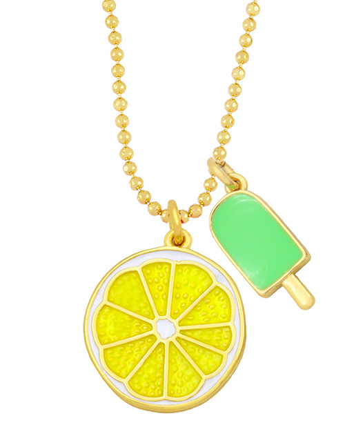 Fashion D (green+yellow) Copper Drop Oil Geometric Fruit Necklace