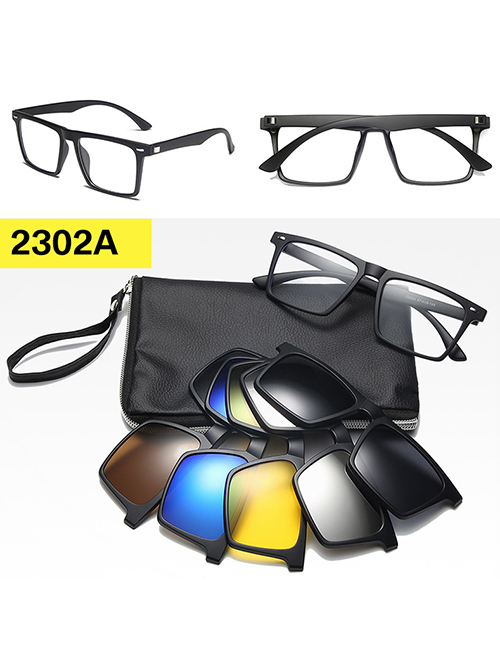 Fashion 2302pc Frame Geometric Magnetic Sunglasses Lens Set