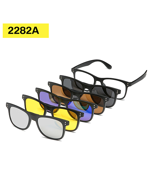 Fashion 2282pc Rack 5 Pieces Geometric Magnetic Sunglasses Lens Set