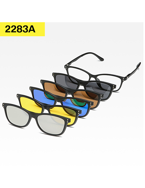 Fashion 2283pc Rack 5 Pieces Geometric Magnetic Sunglasses Lens Set