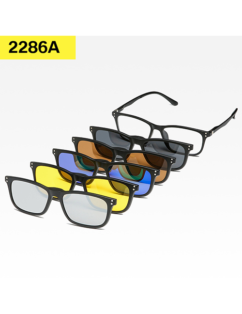 Fashion 2286pc Rack 5 Pieces Geometric Magnetic Sunglasses Lens Set