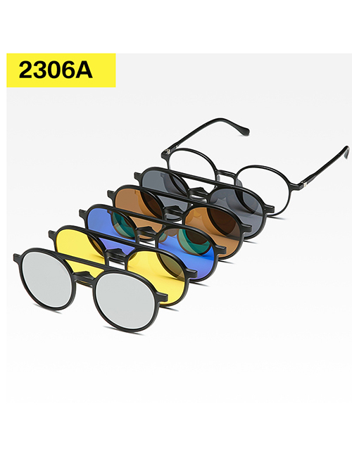 Fashion 2306pc Rack 5 Pieces Geometric Magnetic Sunglasses Lens Set