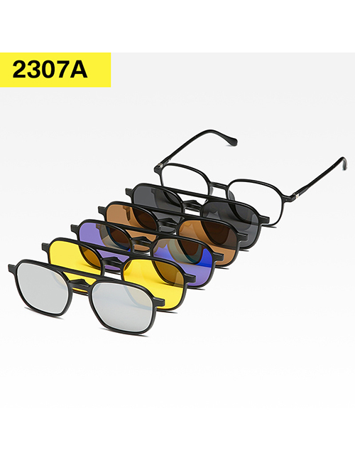Fashion 2307pc Rack 5 Pieces Geometric Magnetic Sunglasses Lens Set