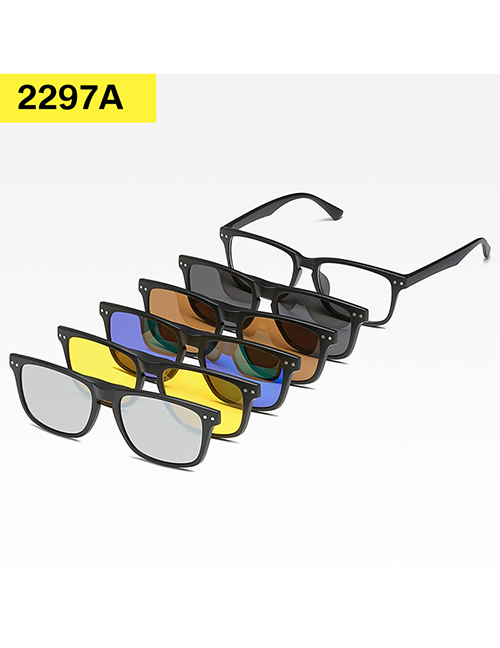Fashion 2297tr Rack 4 Pieces Geometric Magnetic Sunglasses Lens Set