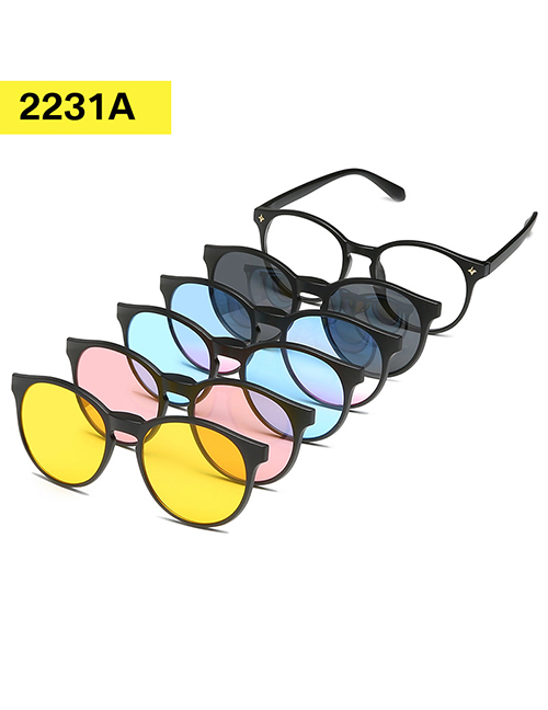 Fashion 2231apc Material Frame Geometric Magnetic Sunglasses Lens Set