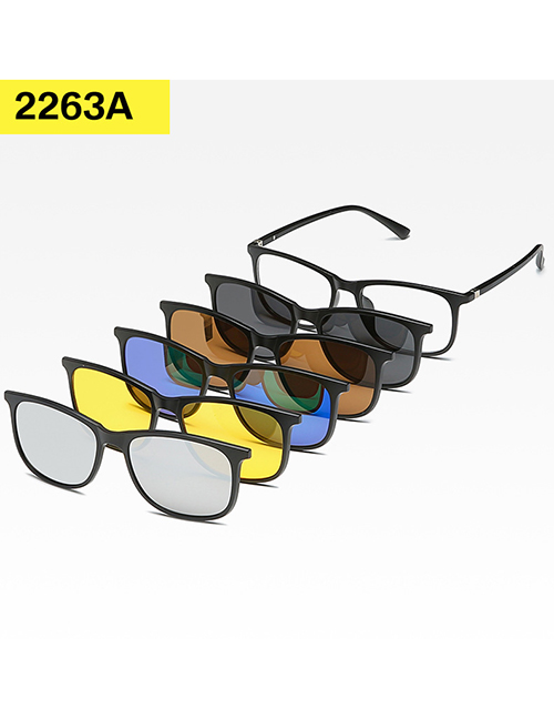 Fashion 2263apc Material Frame Geometric Magnetic Sunglasses Lens Set