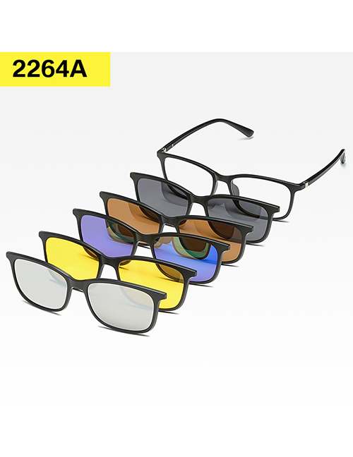 Fashion 2264apc Material Frame Geometric Magnetic Sunglasses Lens Set