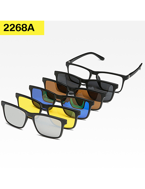 Fashion 2268apc Material Frame Geometric Magnetic Sunglasses Lens Set