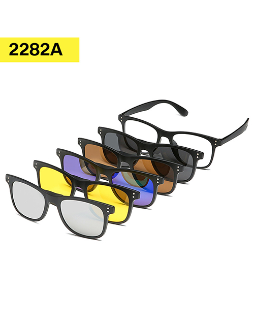 Fashion 2282apc Material Frame Geometric Magnetic Sunglasses Lens Set
