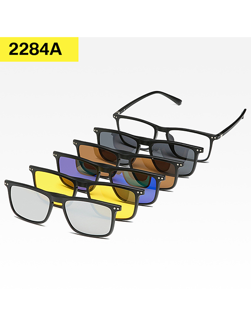 Fashion 2284apc Material Frame Geometric Magnetic Sunglasses Lens Set