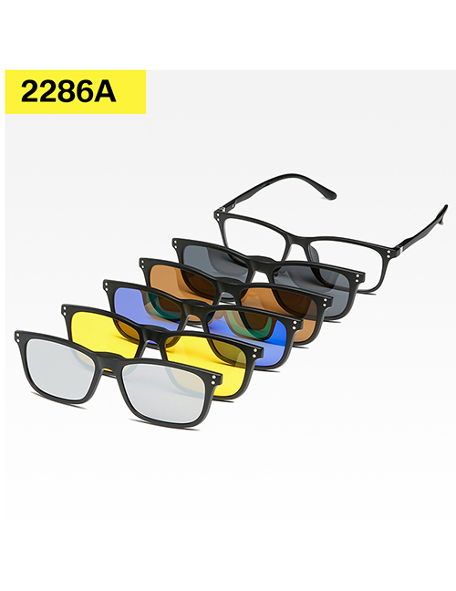 Fashion 2286apc Material Frame Geometric Magnetic Sunglasses Lens Set