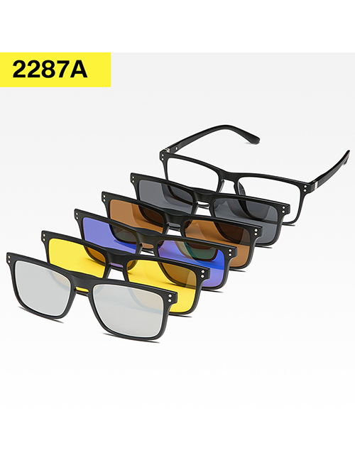 Fashion 2287apc Material Frame Geometric Magnetic Sunglasses Lens Set