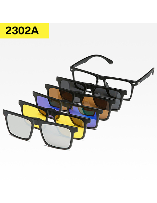 Fashion 2302apc Material Frame Geometric Magnetic Sunglasses Lens Set