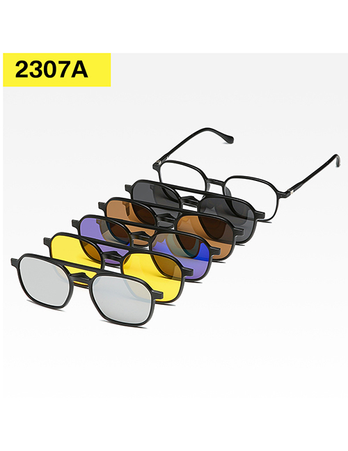 Fashion 2307apc Material Frame Geometric Magnetic Sunglasses Lens Set