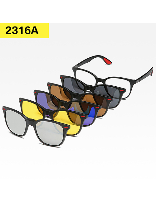 Fashion 2316apc Material Frame Geometric Magnetic Sunglasses Lens Set