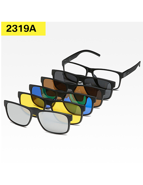 Fashion 2319apc Material Frame Geometric Magnetic Sunglasses Lens Set