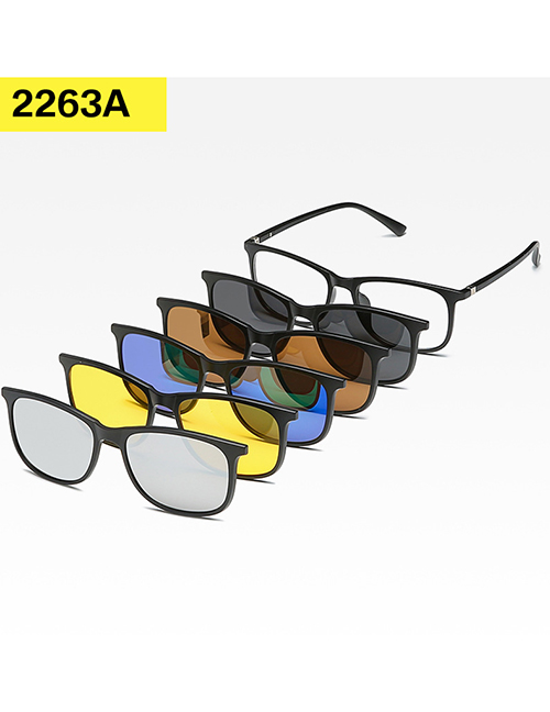 Fashion 2263atr Material Frame Geometric Magnetic Sunglasses Lens Set