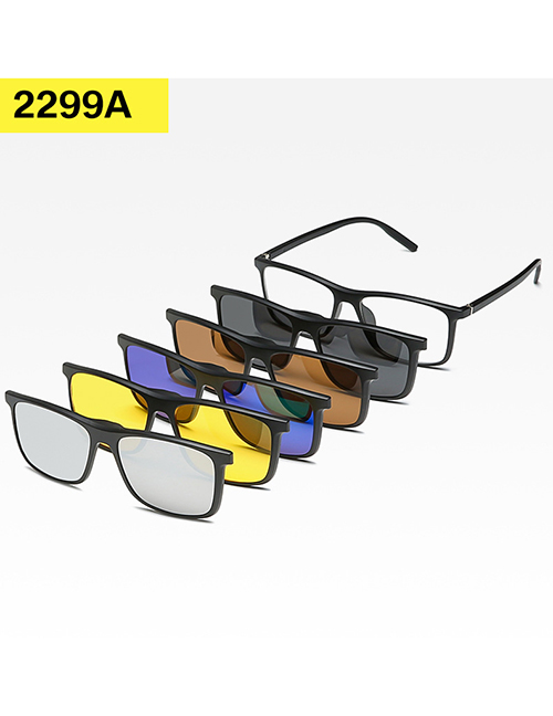 Fashion 2299atr Material Frame Geometric Magnetic Sunglasses Lens Set