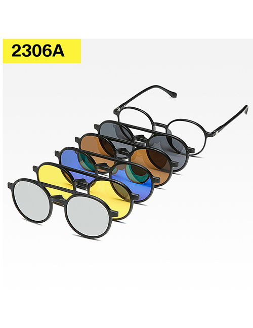 Fashion 2306atr Material Frame Geometric Magnetic Sunglasses Lens Set