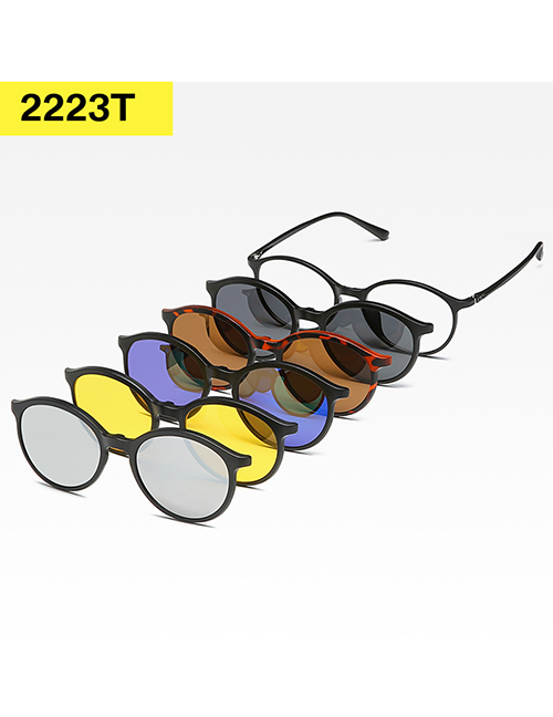 Fashion 2223pc Frame Geometric Magnetic Sunglasses Lens Set