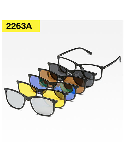 Fashion 2263pc Frame Geometric Magnetic Sunglasses Lens Set