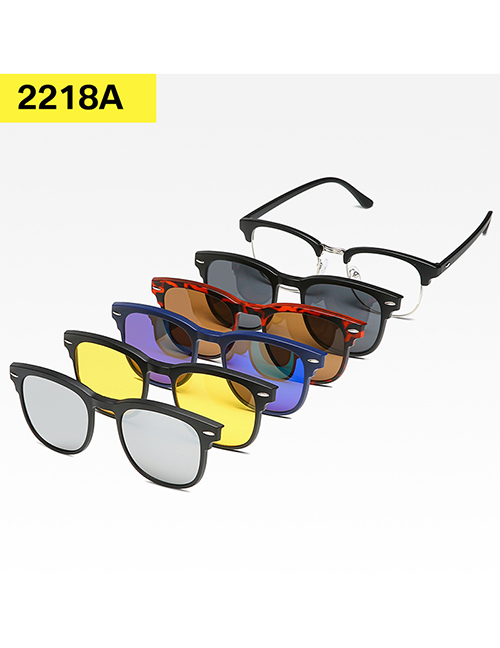 Fashion 2218pc Frame Geometric Magnetic Sunglasses Lens Set