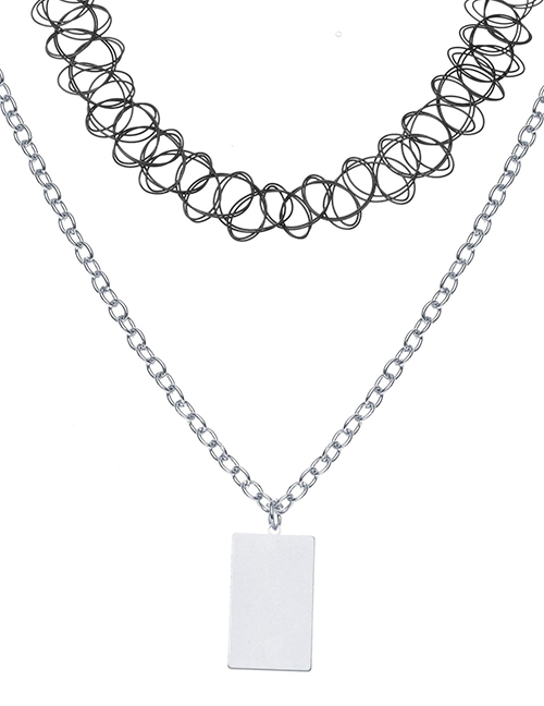 Fashion 2# Alloy Geometric Lace Square Brand Double Necklace